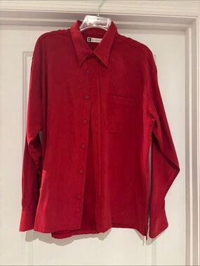 Bachrach Solid Red Men's Button-Up Dress Shirt